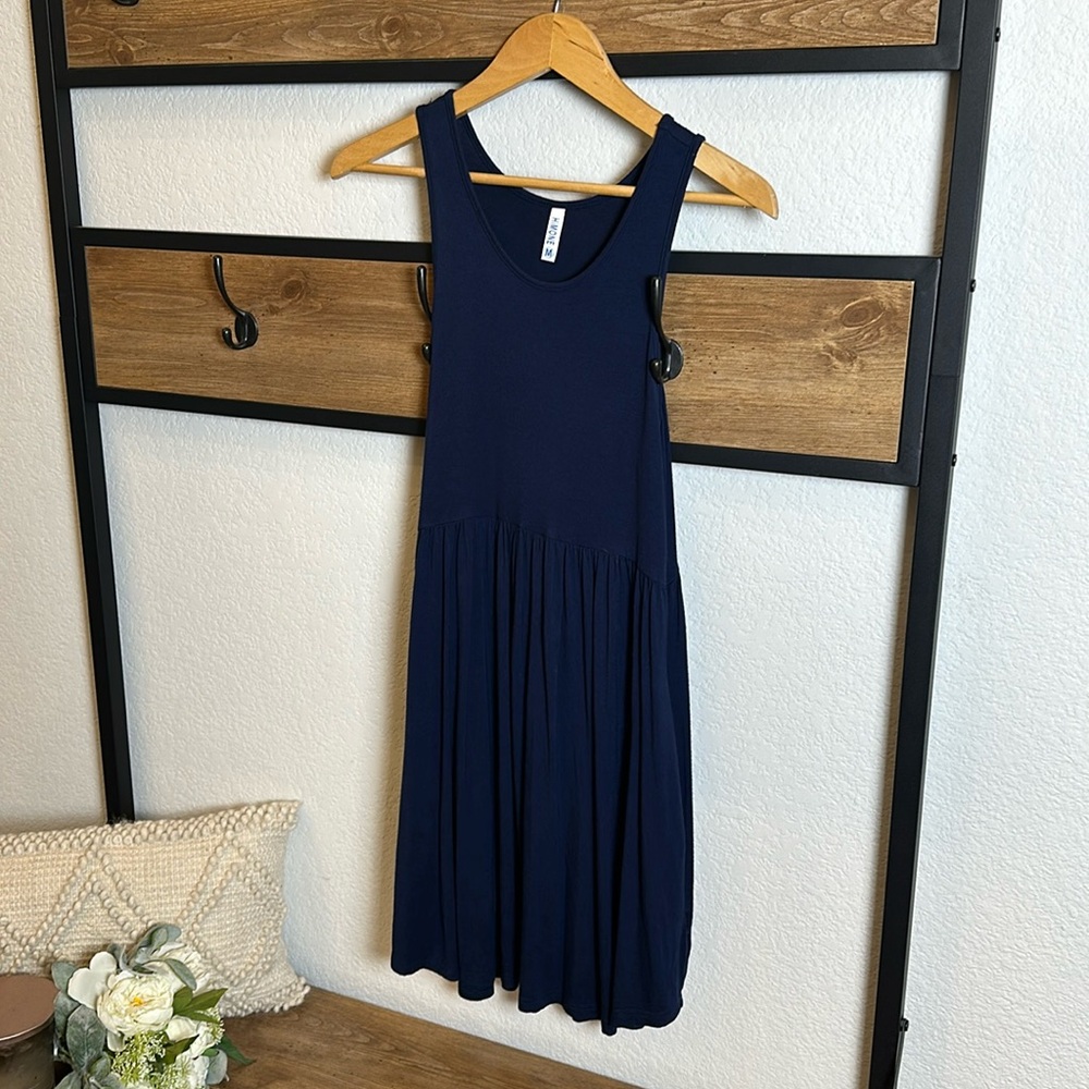 Women’s navy blue stretch dress with pockets - size medium